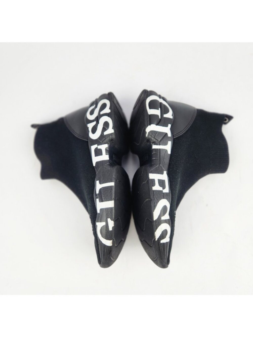 GUESS Black Sock Sneakers Size 5.5 High Top Knit Logo Athletic Running Shoes Wm - Picture 11 of 14